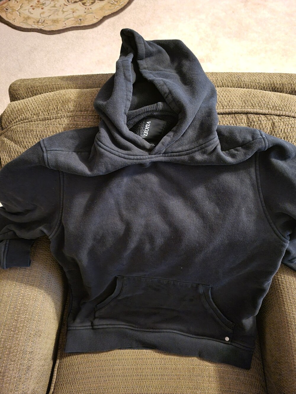 Black Vuori Hoodie with Front Pocket